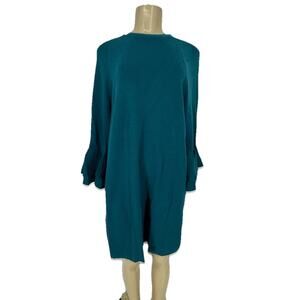 Anthropologie XL Women Pullover Knit Sweater Dress Ruffle Flare Sleeves K8-5